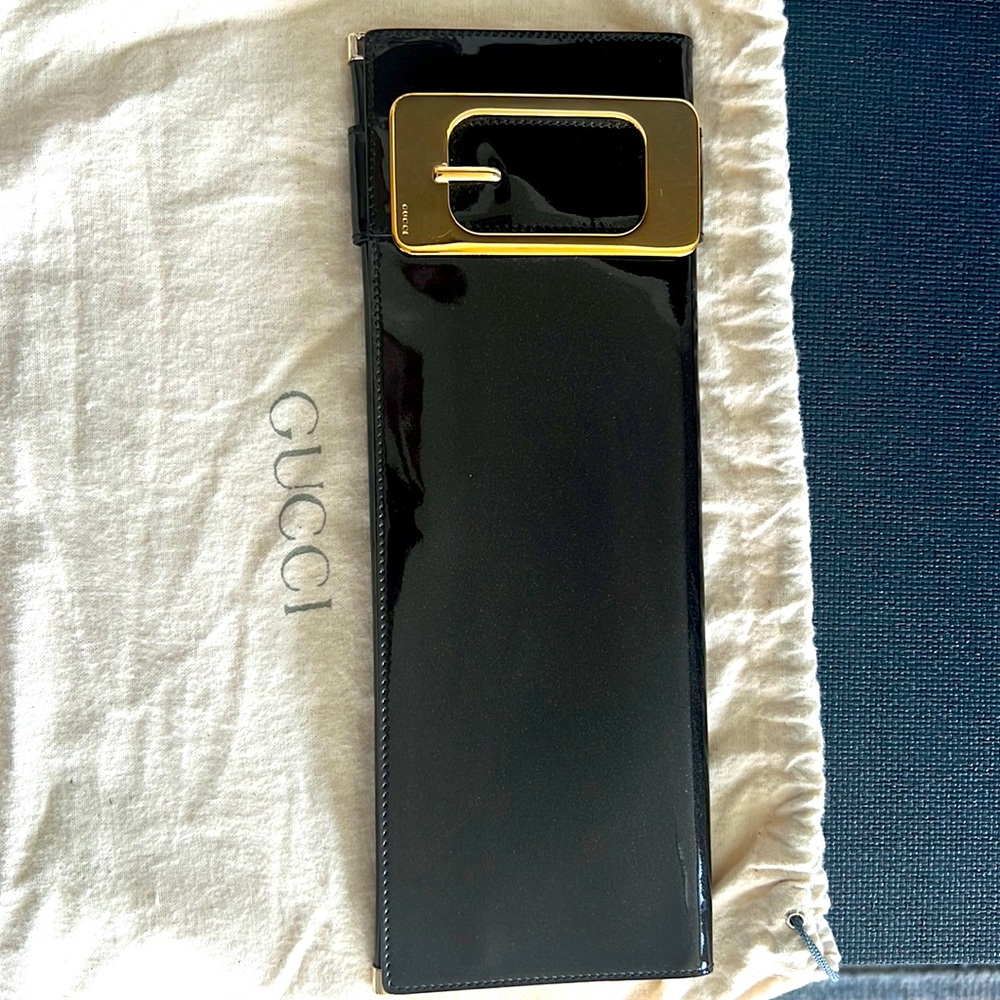Gucci Black Clutch with Gold Buckle - Picture 2 of 10